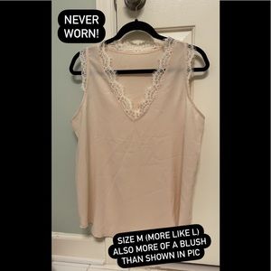Amazon brand tank. Never worn! Super delicate blush pink color.